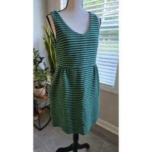 Boden Women's Shift Dress Green And Navy Striped